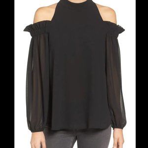 Trouve Off The Shoulder Chiffon Blouse SMALL